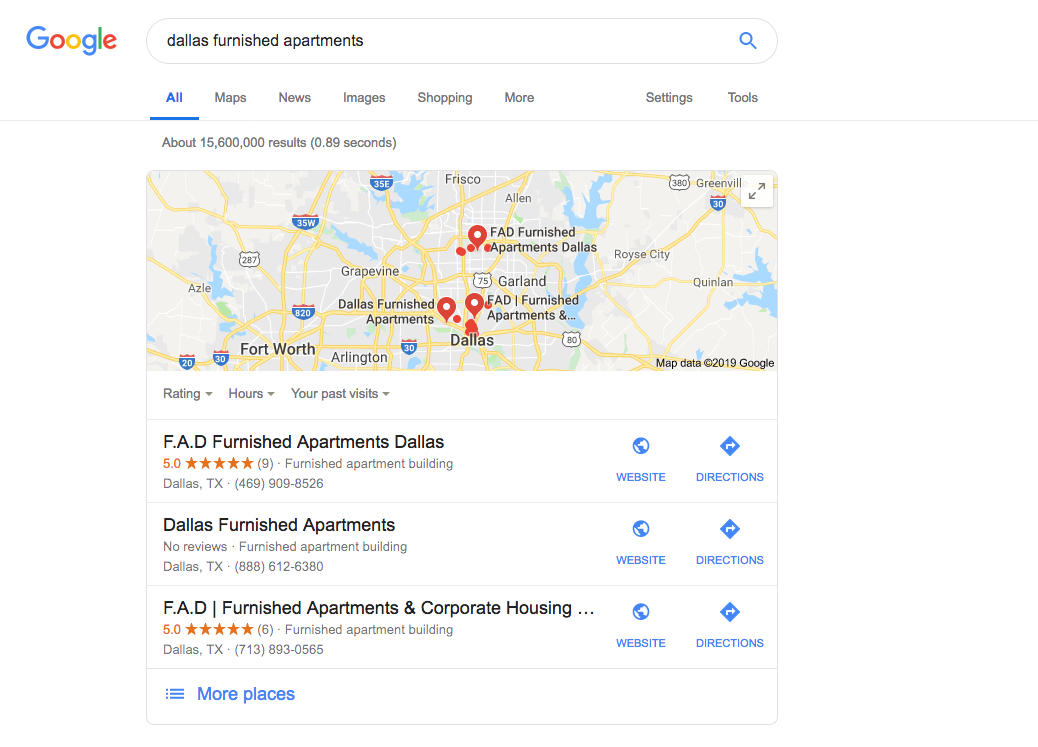 google-furnished apartments search