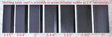 Moulding Knife Steel Width Sizes