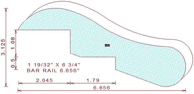 Bar Rail 6-21/32" Bar Rail 6-21/32"