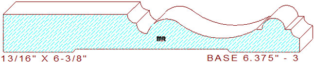 Baseboard 6-3/8" - 3 Baseboard 6-3/8" - 3
