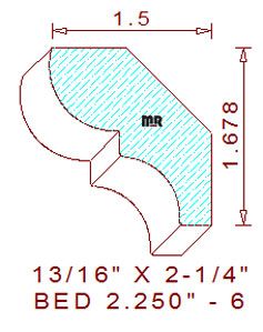 Bed Mould 2-1/4" - 6 Bed Mould 2-1/4" - 6