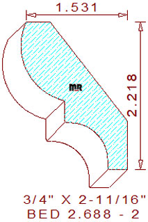 Bed Mould 2-11/16" - 2 Bed Mould 2-11/16" - 2