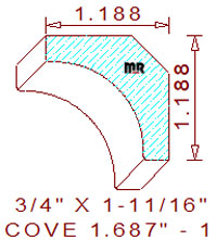 Cove Moulding 1-11/16" - 1 Cove Moulding 1-11/16" - 1