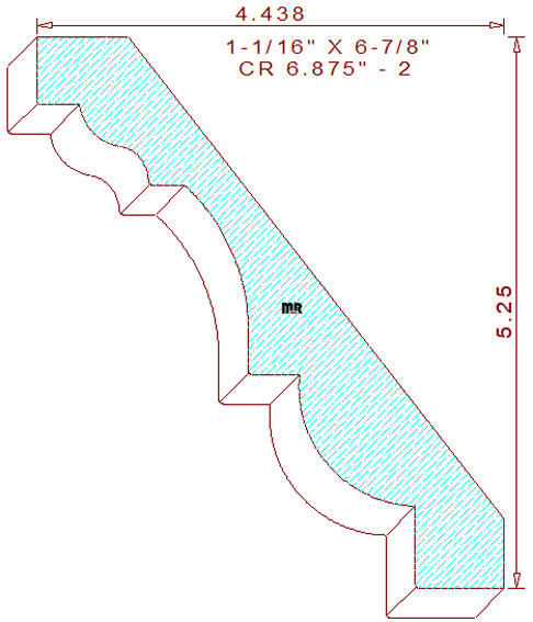 Crown Moulding 6-7/8" - 2 Crown Moulding 6-7/8" - 2