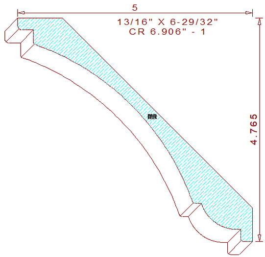 Crown Moulding 6-29/32" - 1 Crown Moulding 6-29/32" - 1