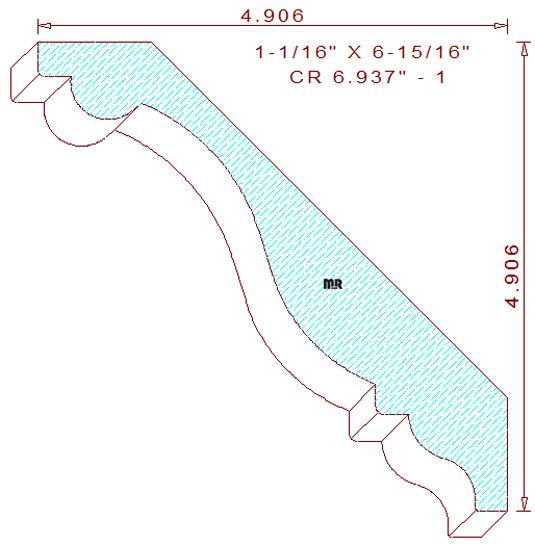 Crown Moulding 6-15/16" - 1 Crown Moulding 6-15/16" - 1