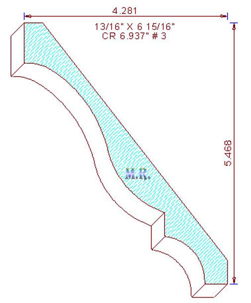 Crown Moulding 6-15/16" - 3 Crown Moulding 6-15/16" - 3