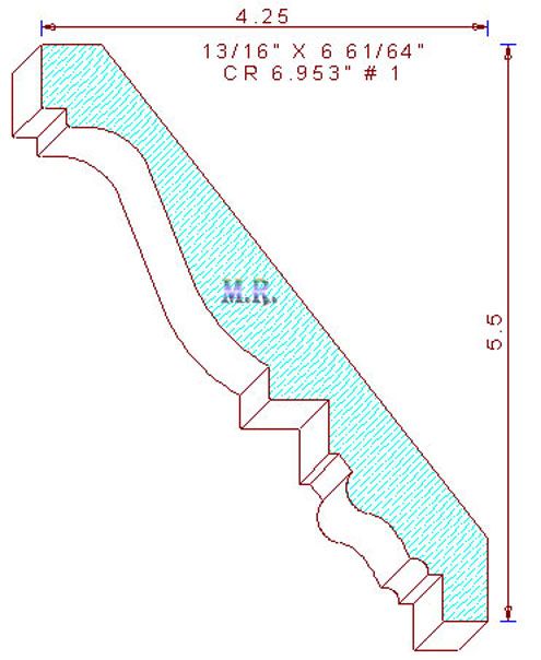 Crown Moulding 6-61/64" - 1 Crown Moulding 6-61/64" - 1