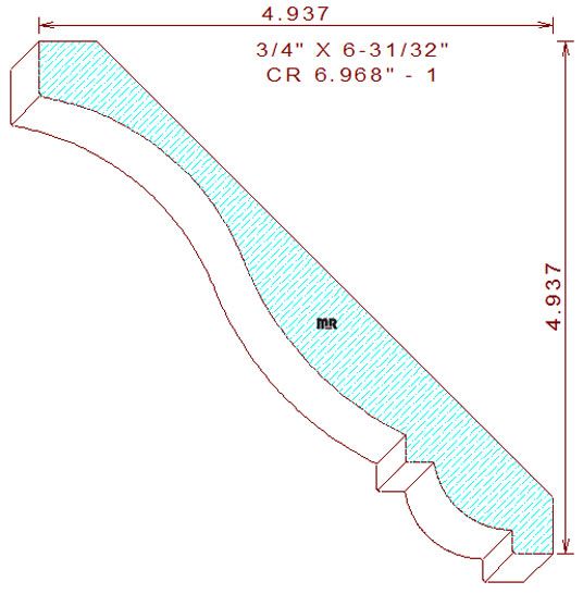 Crown Moulding 6-31/32" - 1 Crown Moulding 6-31/32" - 1