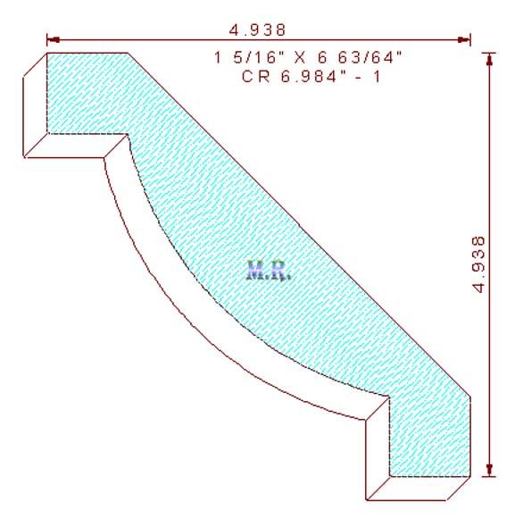 Crown Moulding 6-63/64" - 1 Crown Moulding 6-63/64" - 1