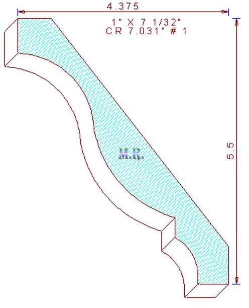 Crown Moulding 7-1/32" - 1 Crown Moulding 7-1/32" - 1