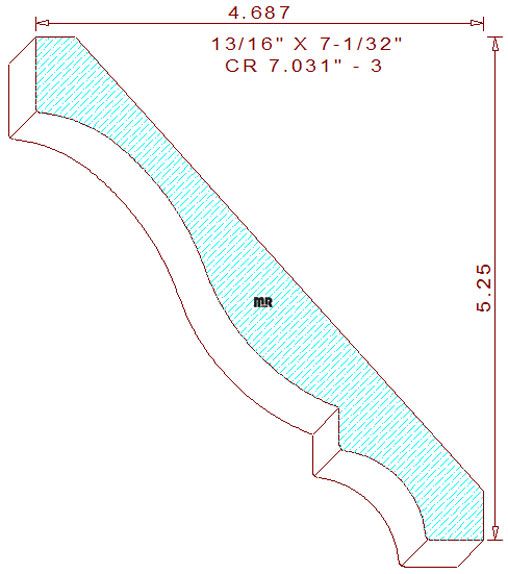 Crown Moulding 7-1/32" - 3 Crown Moulding 7-1/32" - 3