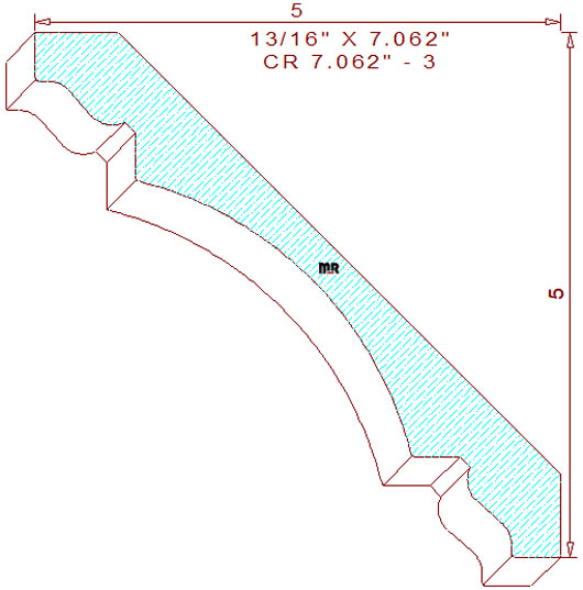 Crown Moulding 7-1/16" - 3 Crown Moulding 7-1/16" - 3