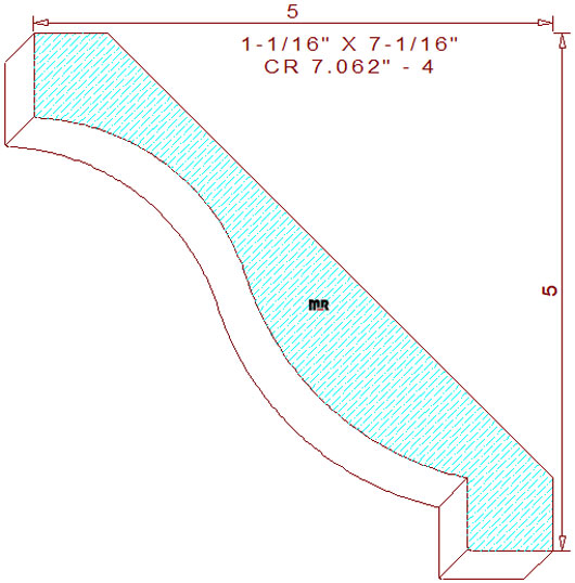 Crown Moulding 7-1/16" - 4 Crown Moulding 7-1/16" - 4