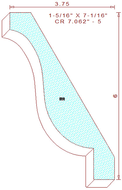 Crown Moulding 7-1/16" - 5 Crown Moulding 7-1/16" - 5