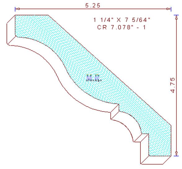 Crown Moulding 7-5/64" - 1 Crown Moulding 7-5/64" - 1