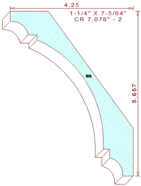 Crown Moulding 7-5/64" - 2 Crown Moulding 7-5/64" - 2