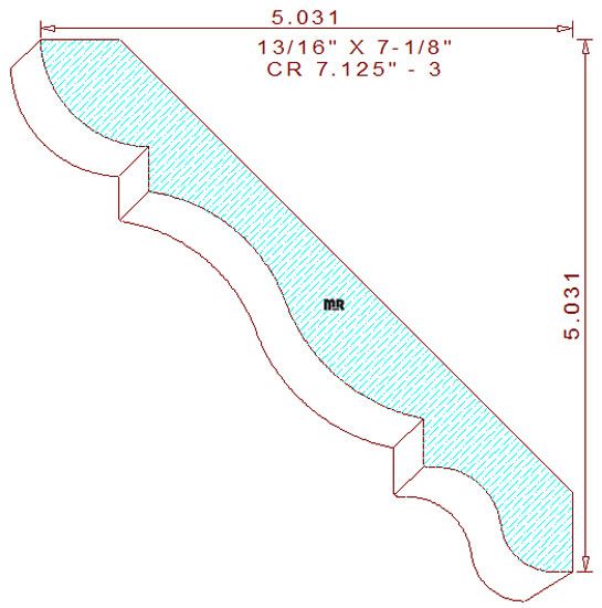 Crown Moulding 7-1/8" - 3 Crown Moulding 7-1/8" - 3