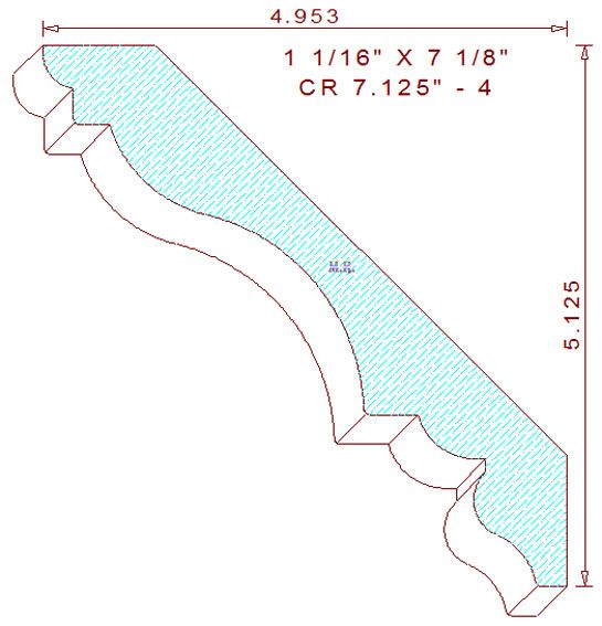 Crown Moulding 7-1/8" - 4 Crown Moulding 7-1/8" - 4