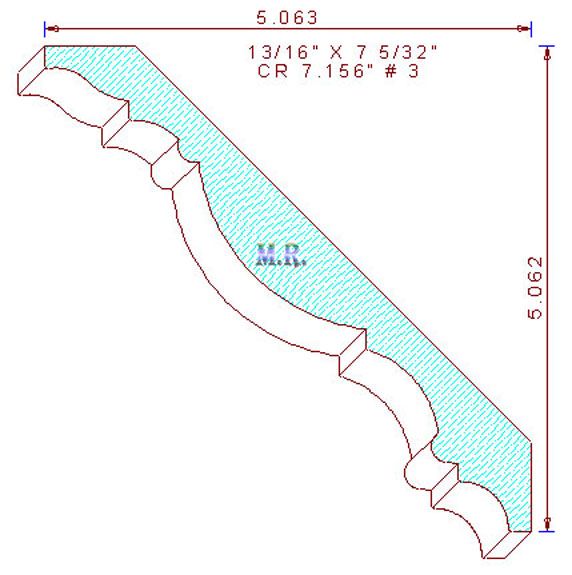 Crown Moulding 7-5/32" - 3 Crown Moulding 7-5/32" - 3