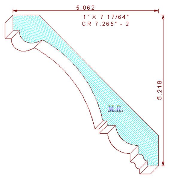 Crown Moulding 7-17/64" - 2 Crown Moulding 7-17/64" - 2