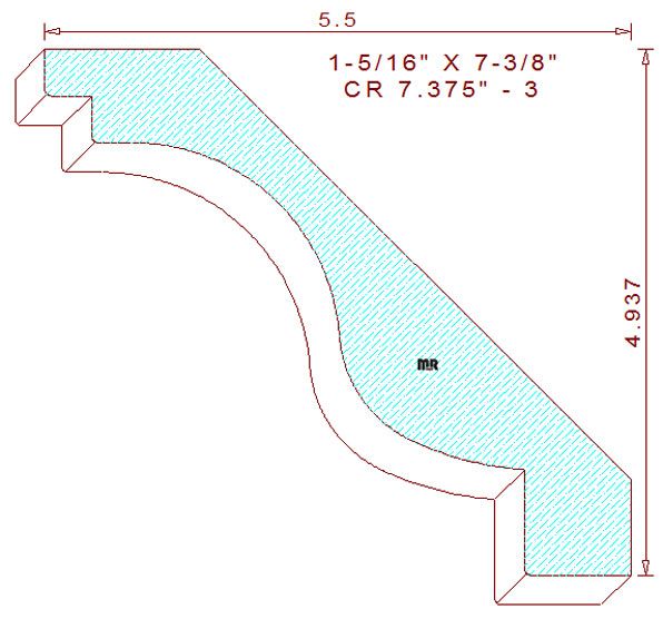 Crown Moulding 7-3/8" - 3 Crown Moulding 7-3/8" - 3