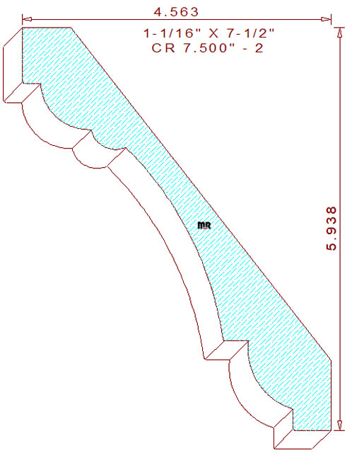 Crown Moulding 7-1/2" - 2 Crown Moulding 7-1/2" - 2