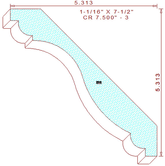 Crown Moulding 7-1/2" - 3 Crown Moulding 7-1/2" - 3