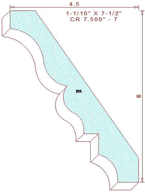 Crown Moulding 7-1/2" - 7 Crown Moulding 7-1/2" - 7
