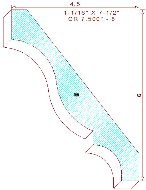 Crown Moulding 7-1/2" - 9 Crown Moulding 7-1/2" - 9