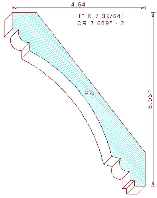 Crown Moulding 7-33/64" - 2 Crown Moulding 7-33/64" - 2