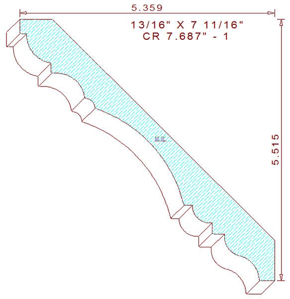 Crown Moulding 7-11/16" - 1 Crown Moulding 7-11/16" - 1