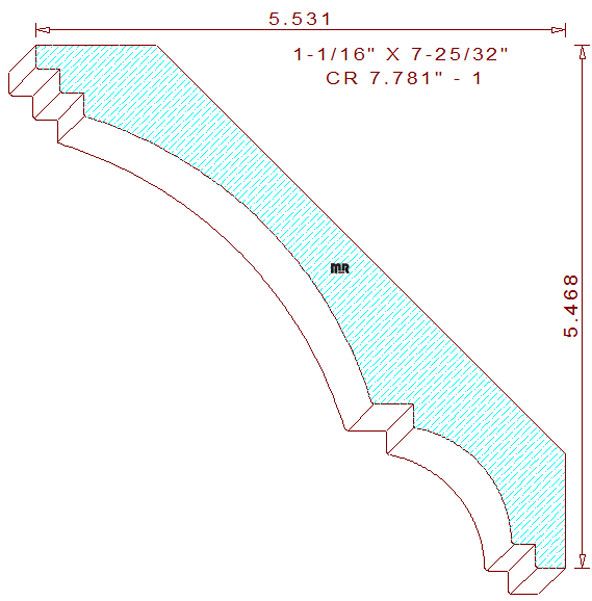 Crown Moulding 7-25/32" - 1 Crown Moulding 7-25/32" - 1
