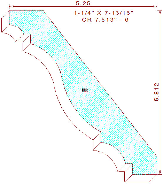 Crown Moulding 7-13/16" - 6 Crown Moulding 7-13/16" - 6