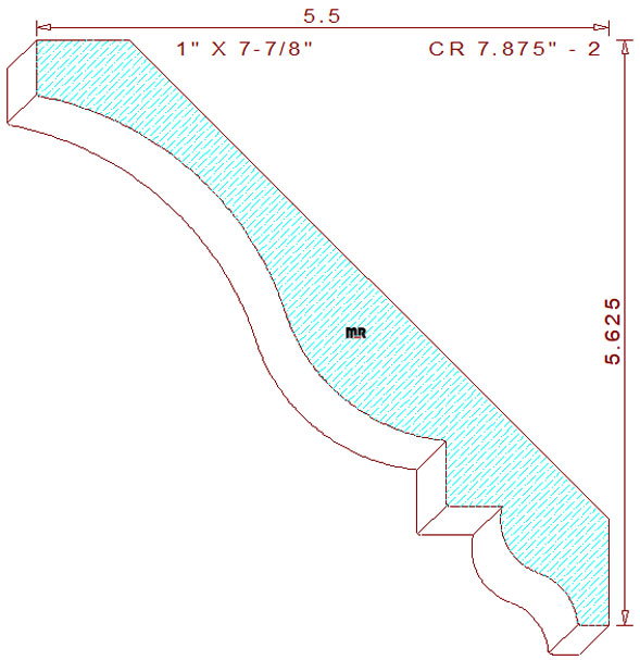 Crown Moulding 7-7/8" - 2 Crown Moulding 7-7/8" - 2