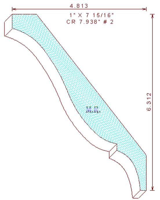 Crown Moulding 7-15/16" - 2 Crown Moulding 7-15/16" - 2