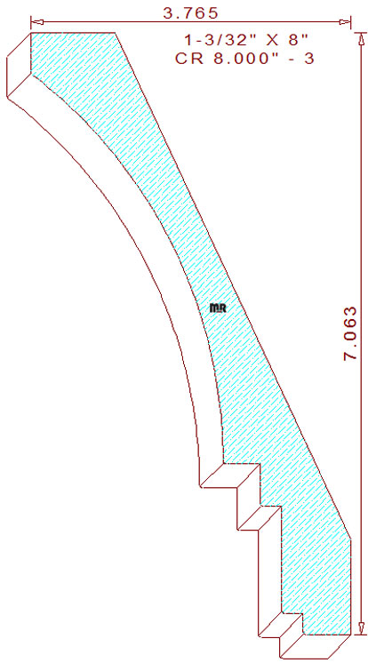 Crown Moulding 8" - 3 Crown Moulding 8" - 3