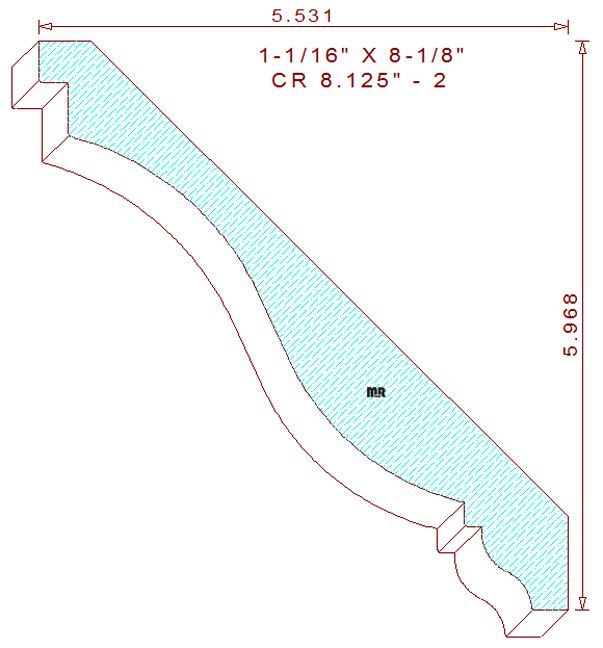Crown Moulding 8-1/8" - 2 Crown Moulding 8-1/8" - 2