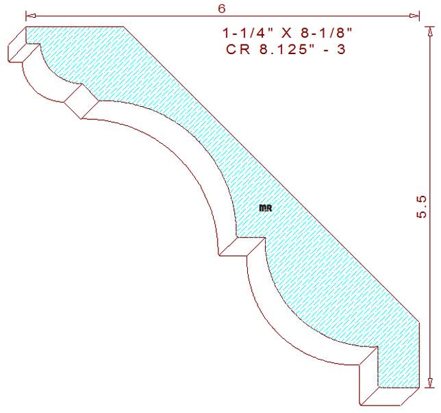 Crown Moulding 8-1/8" - 3 Crown Moulding 8-1/8" - 3