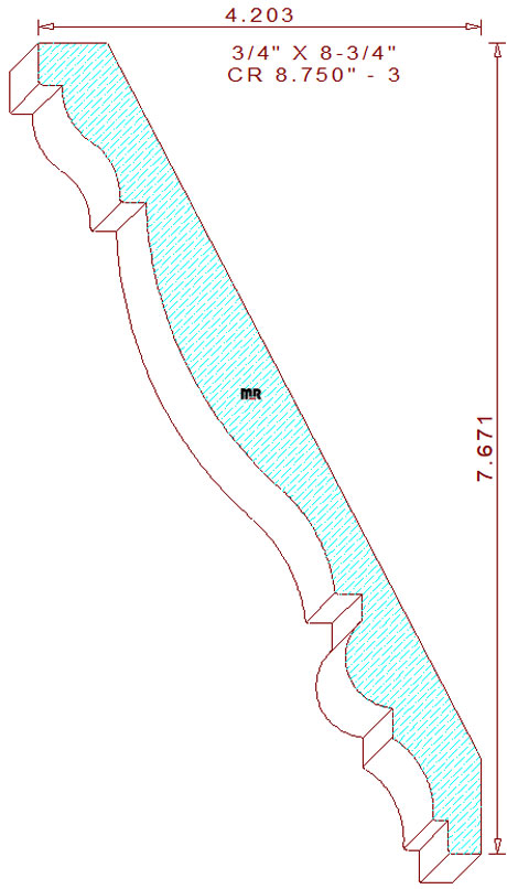 Crown Moulding 8-3/4" - 3 Crown Moulding 8-3/4" - 3