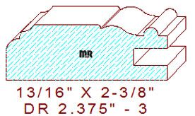 Mitre Door Rail Moulding 2-3/8" - 3 Mitre Door Rail Moulding 2-3/8" - 3