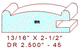 Cabinet Door Moulding 2-1/2" - 45 Cabinet Door Moulding 2-1/2" - 45