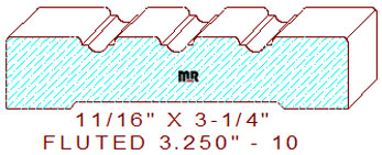 Fluted Moulding 3-1/4" - 10 Fluted Moulding 3-1/4" - 10