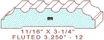 Fluted Moulding 3-1/4" - 12 Fluted Moulding 3-1/4" - 12