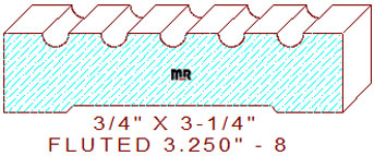 Fluted Moulding 3-1/4" - 8 Fluted Moulding 3-1/4" - 8
