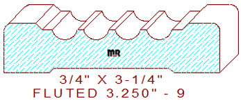 Fluted Moulding 3-1/4" - 9 Fluted Moulding 3-1/4" - 9