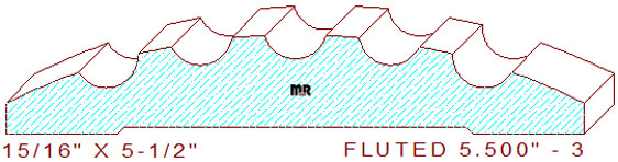 Fluted Moulding 5-1/2" - 3 Fluted Moulding 5-1/2" - 3