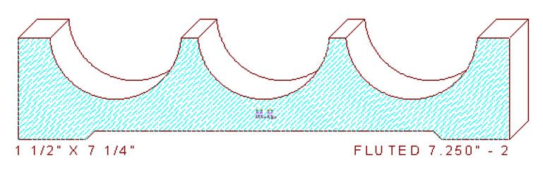 Fluted Moulding 7-1/4" - 2 Fluted Moulding 7-1/4" - 2