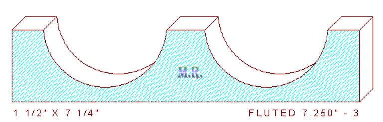 Fluted Moulding 7-1/4" - 3 Fluted Moulding 7-1/4" - 3