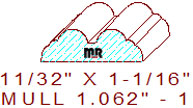 Mullion/Muntin Moulding 1-1/16" - 1 Mullion/Muntin Moulding 1-1/16" - 1